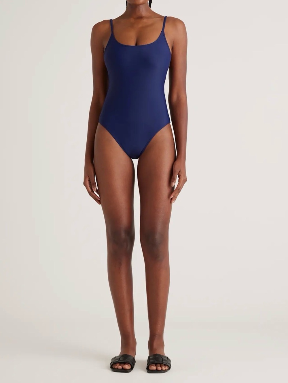 QUINCE Sz L Italian Cami One-Piece Swimsuit Deep Navy Blue NWT Classic